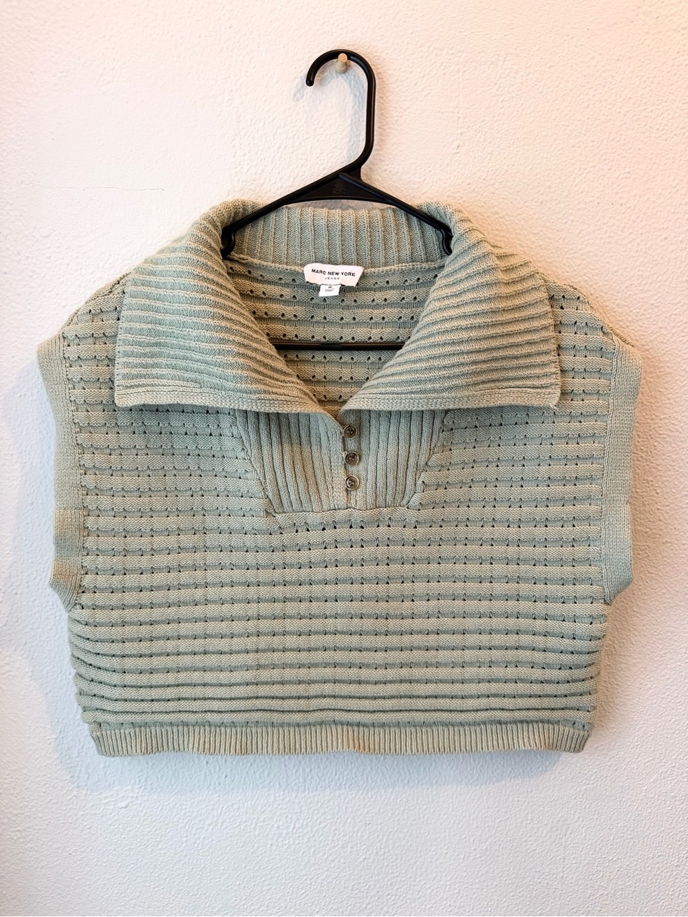 Marc New York Green Ribbed Polo Sweater Vest